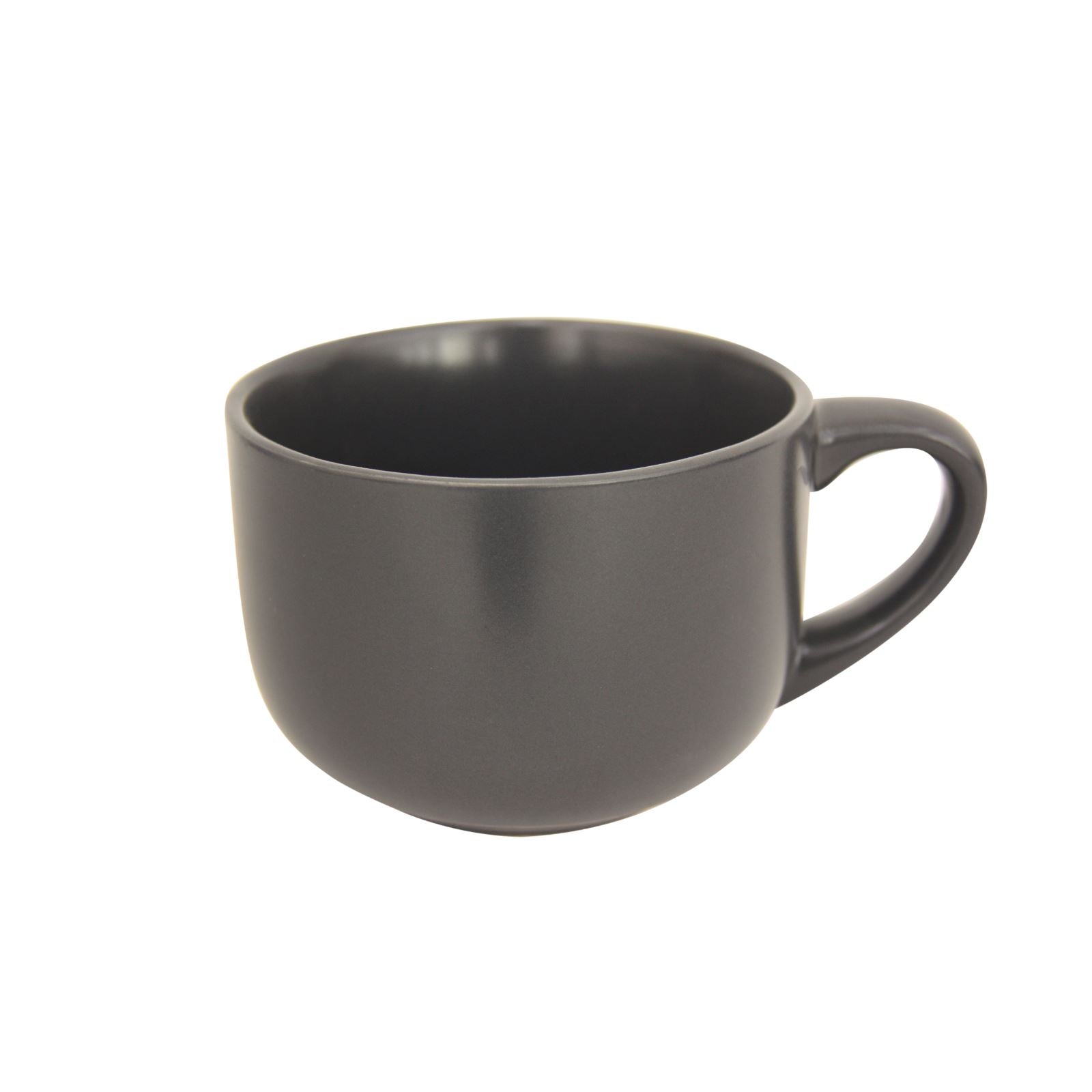 grey large soup mug on white background.