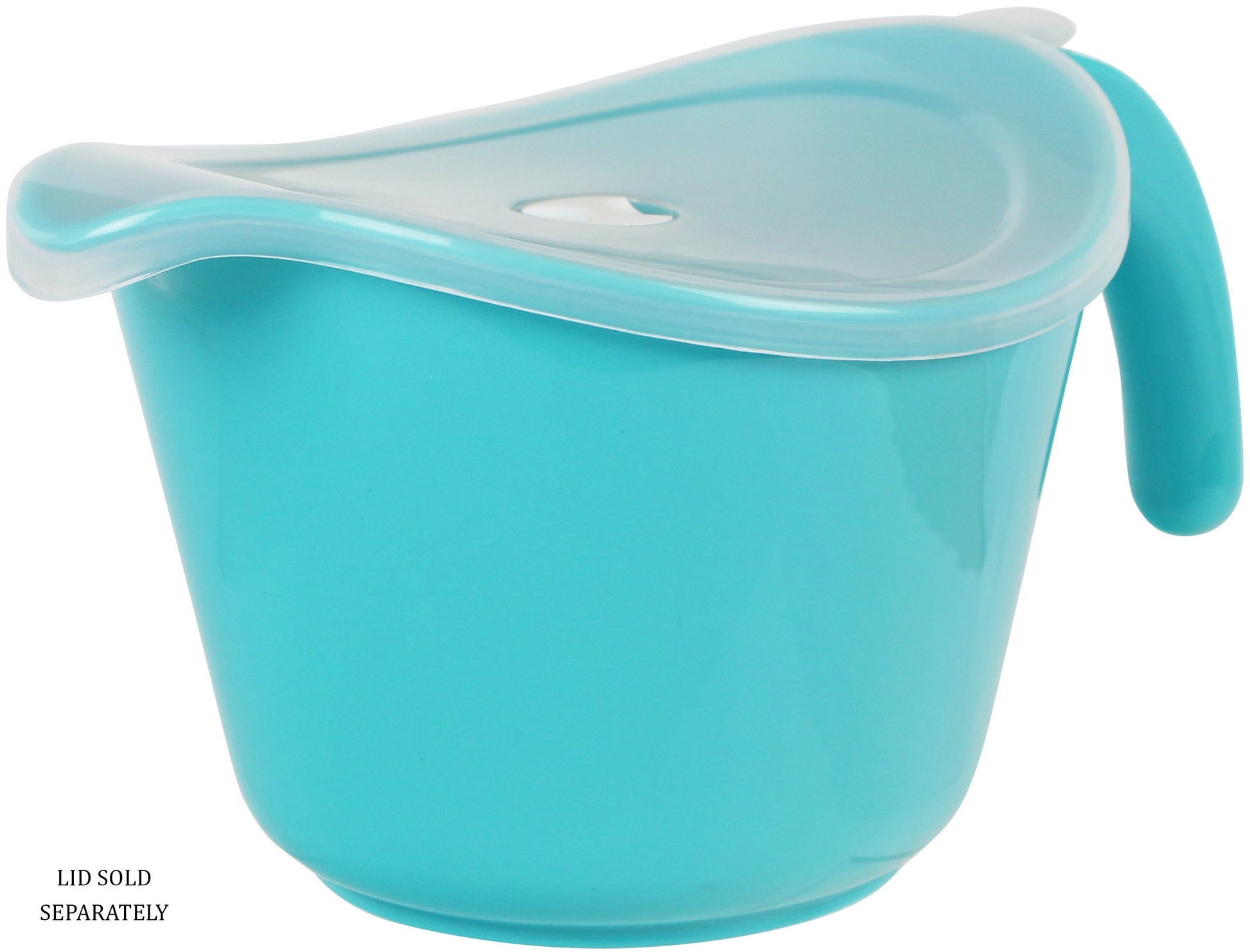 turquoise batter bowl with lid on white background.