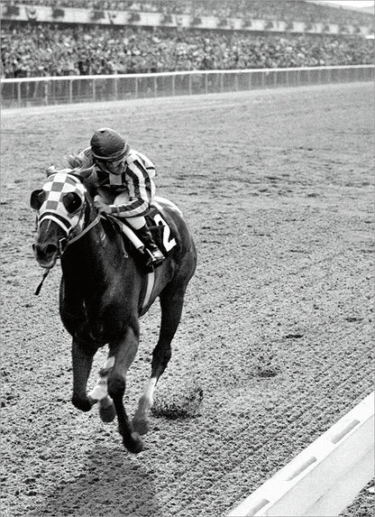 a race horse with a rider running on a racetrack 