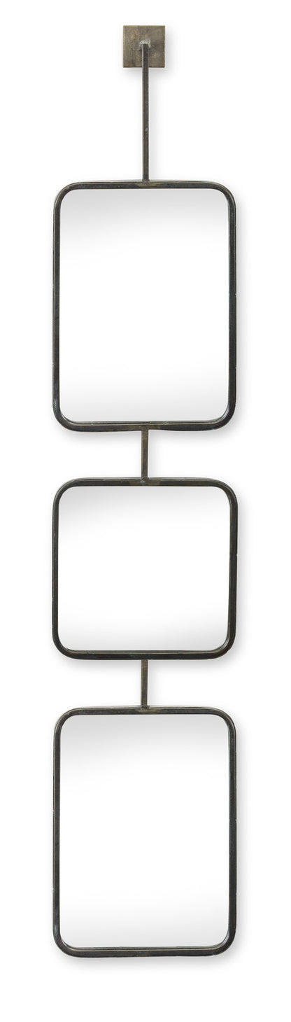 tripple decorative hanging metal mirror on a white background