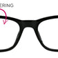 front view of black clark glasses on a white background