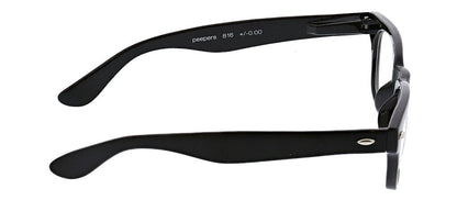 side view of black clark glasses on a white background
