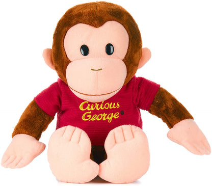 front view of classic curious george plush toy on a white background