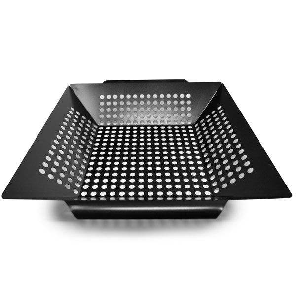 black square grilling wok on a white background.