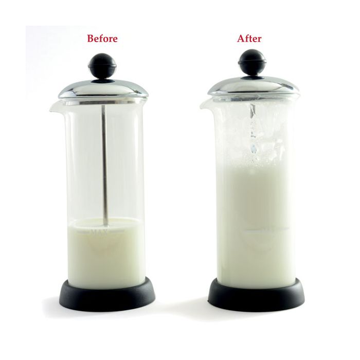 be fore and after photos of milk in frother.