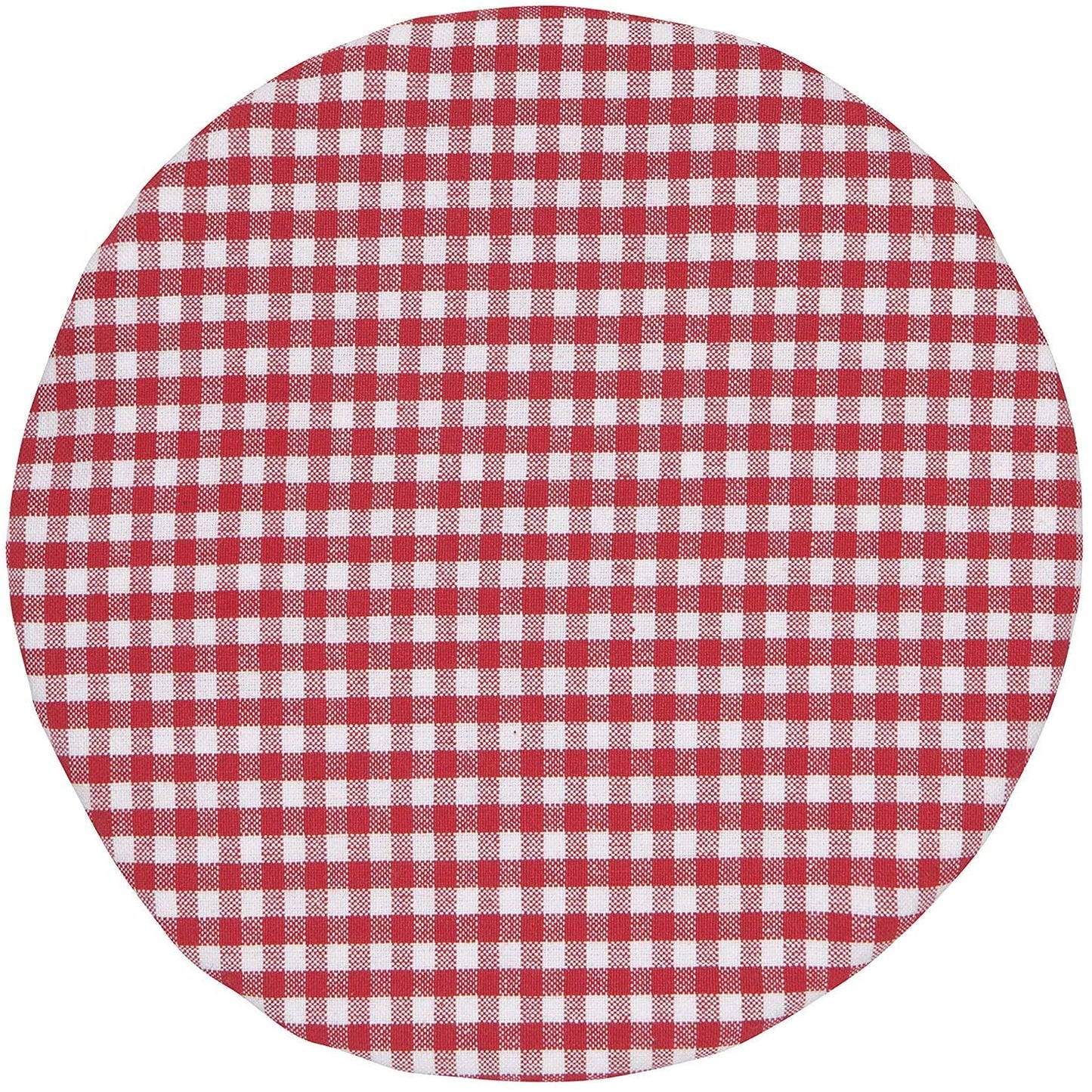 top view of the gingham bowl cover against a white background