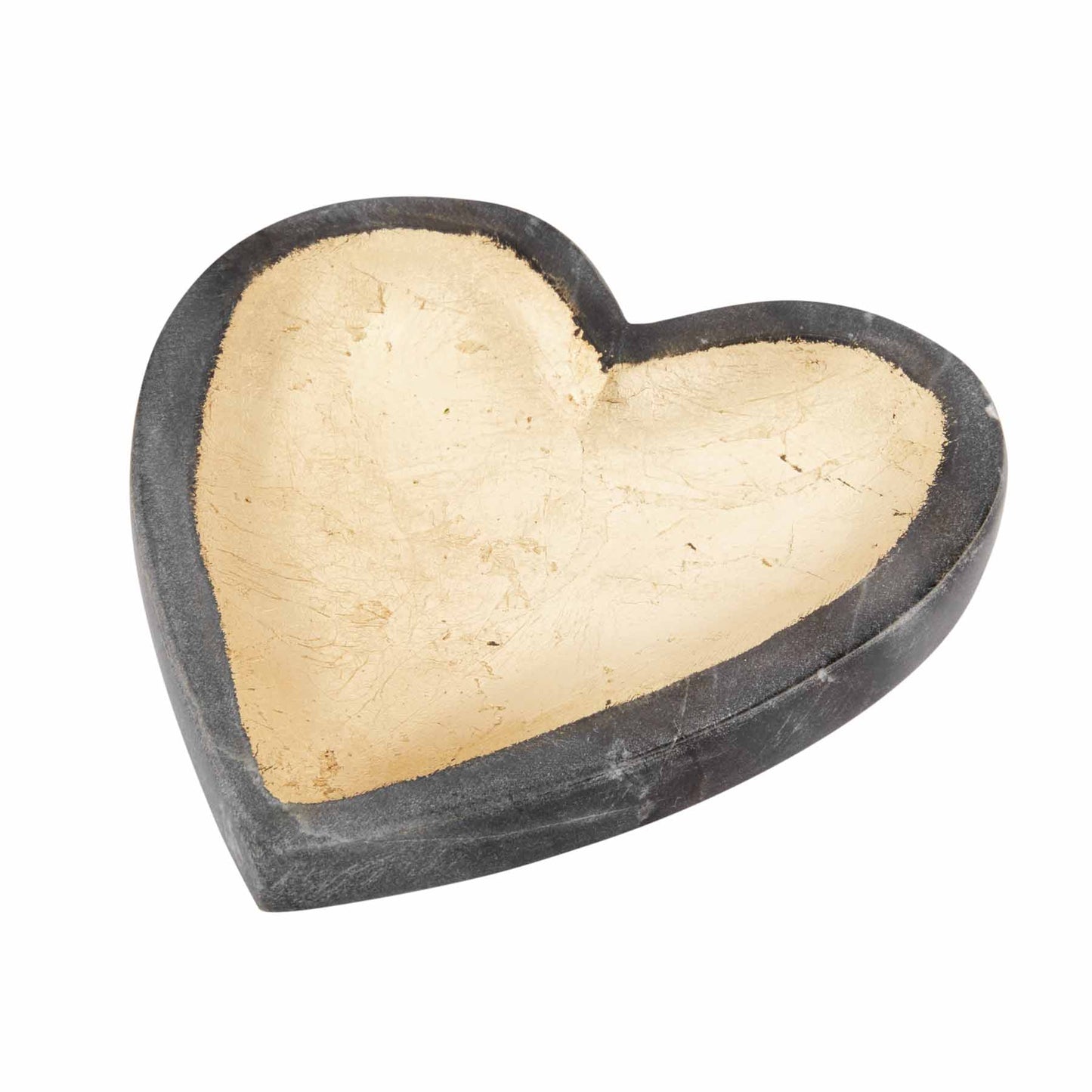 gray heart trinket tray on a white background