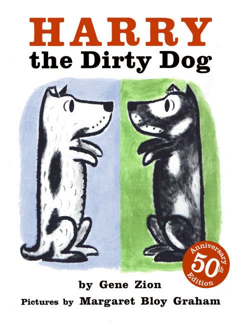 front cover has one clean dog and one dirty dog, title, authors name, illustrators name