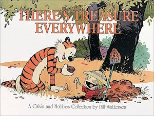 book cover with title, author, and illustration of child and tiger under a tree digging a hole