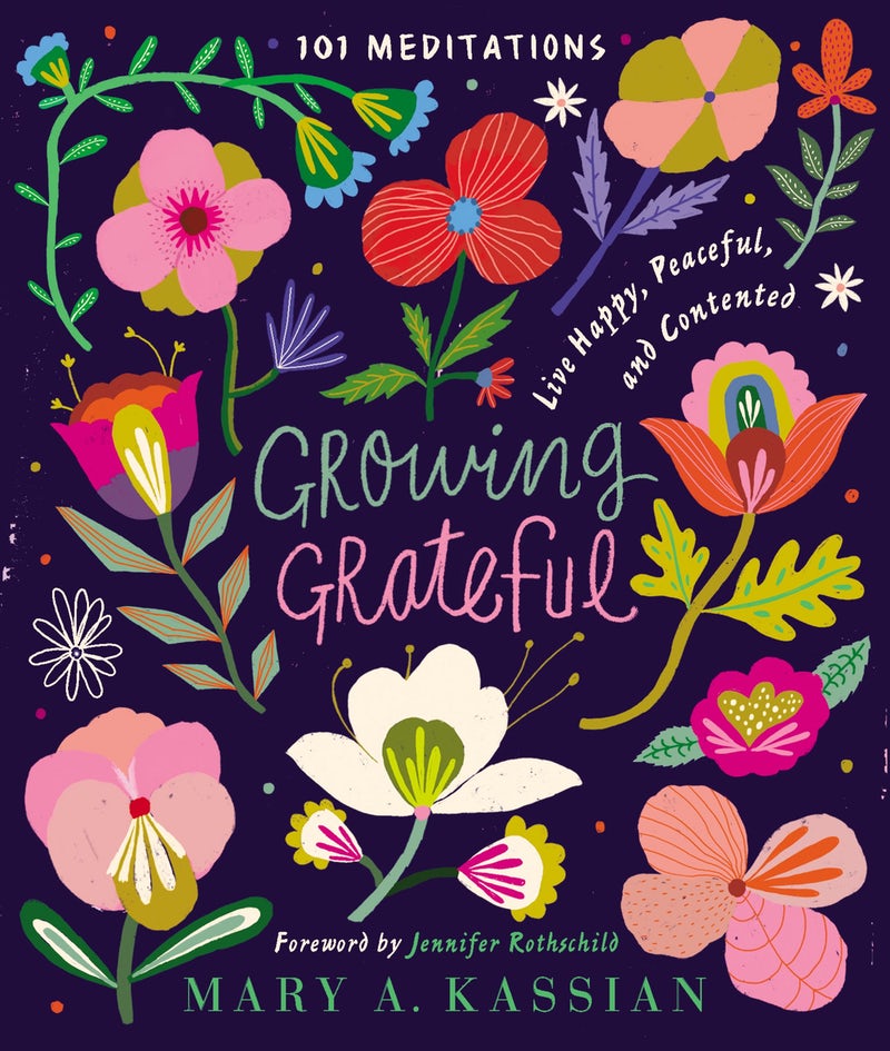 cover of book is bright multicolored floral with title