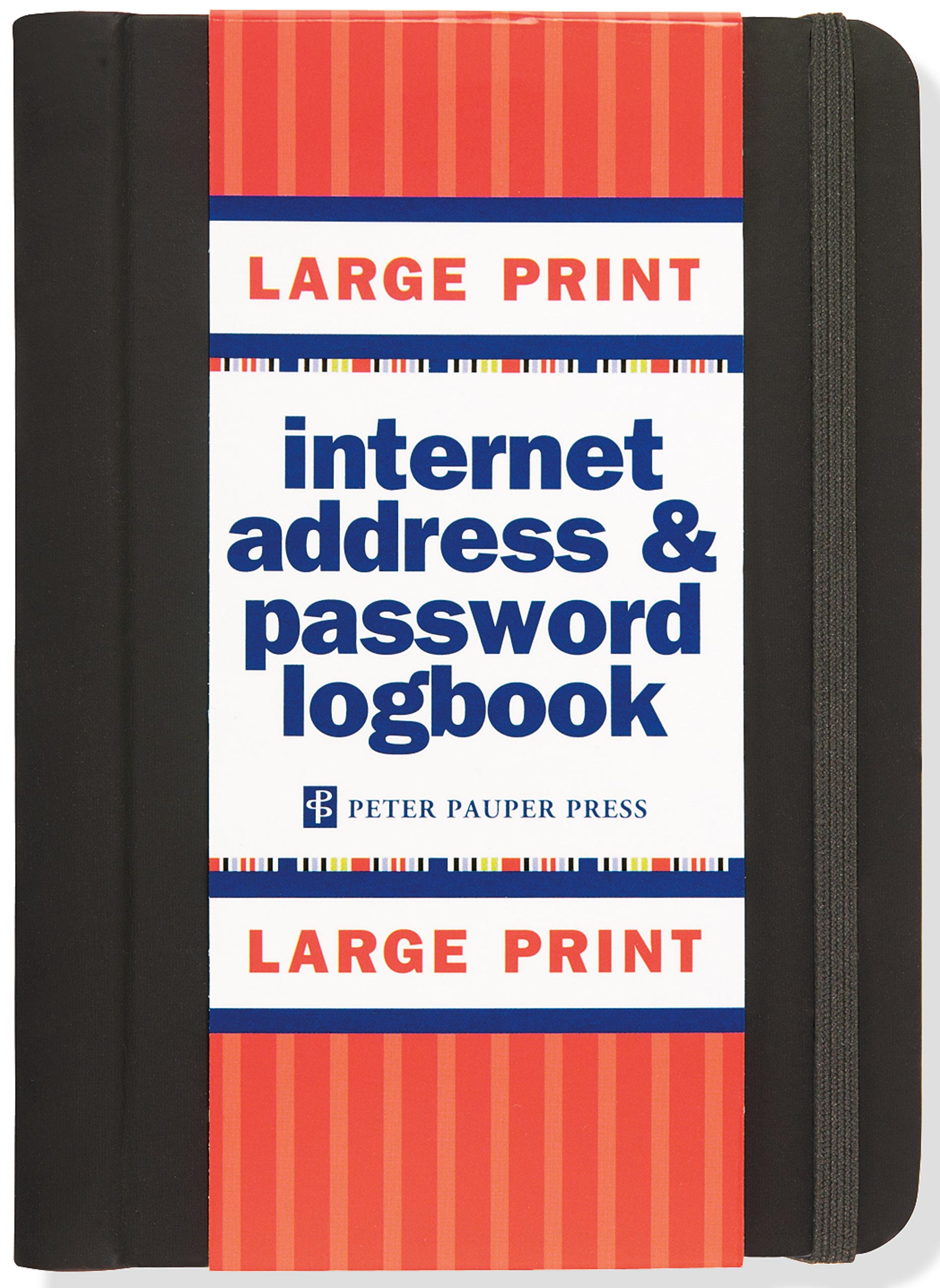 cover of the black large print internet address and password logbook