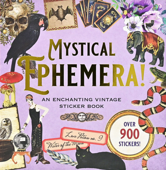 front cover of book is purple with illustrations of birds, elephant, cat, cards, and title