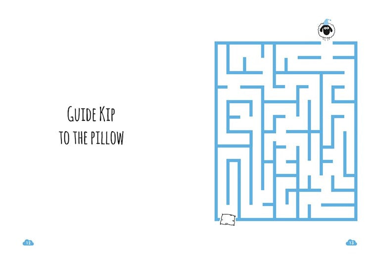 inside page of book with a maze and a sheep
