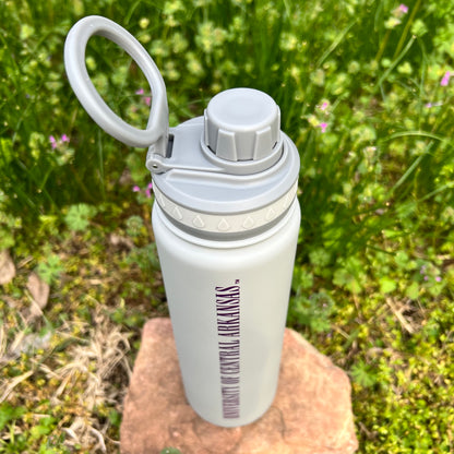 top view of water bottle with handle up.