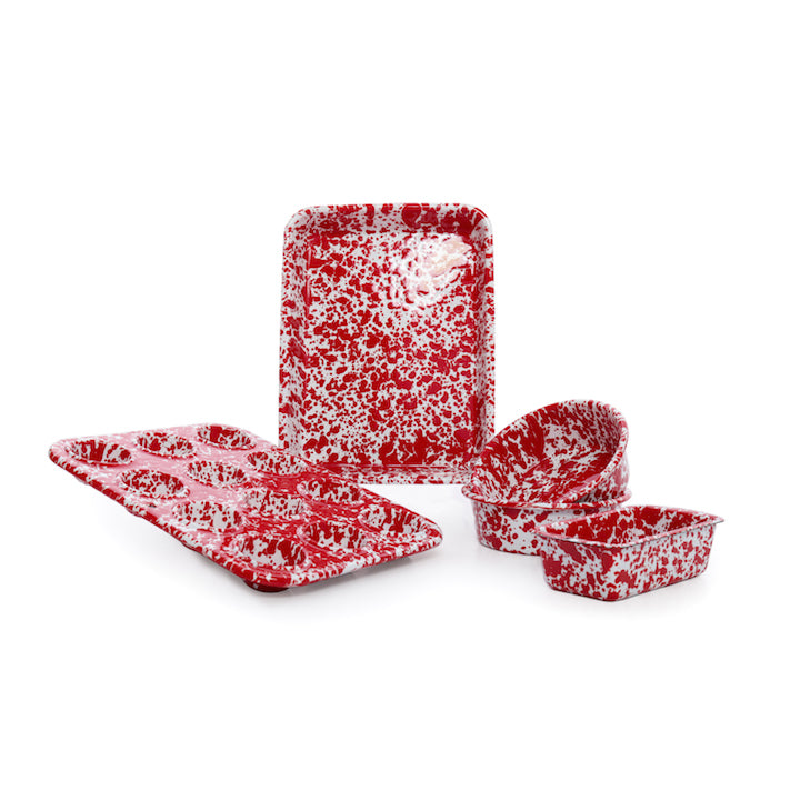 red baking set displayed on a white background