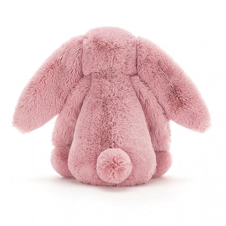 back view of the tulip pink bashful bunny on a white background