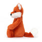side view of the bashful fox cub on a white background