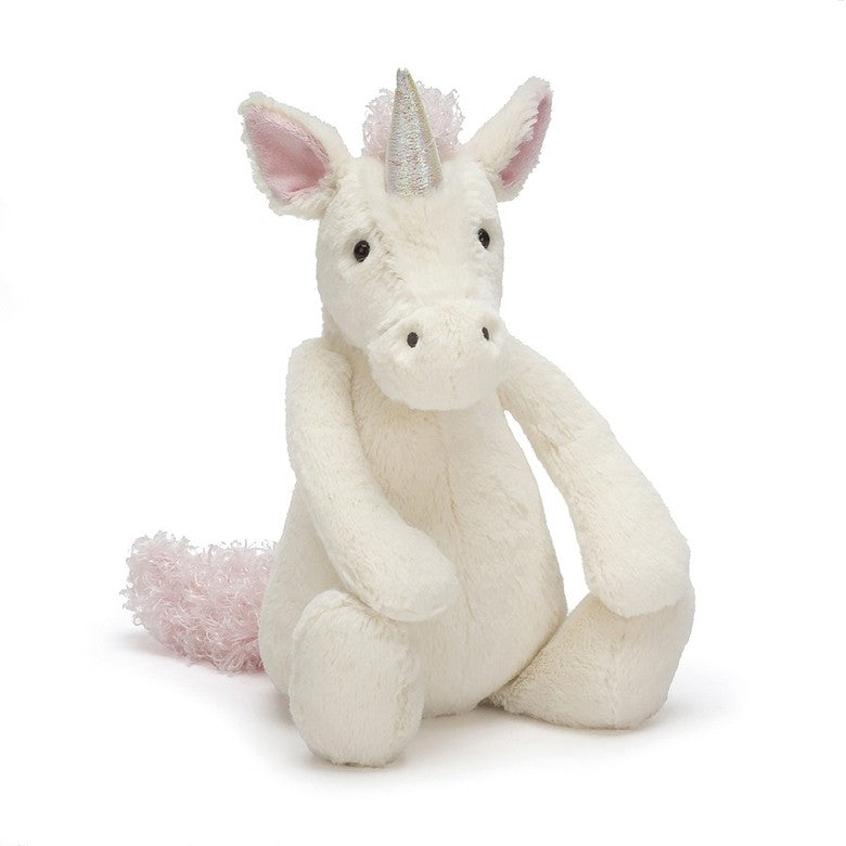 front view of the bashful unicorn on a white background