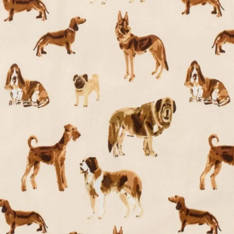 close-up of fabric with all-over dog pattern.