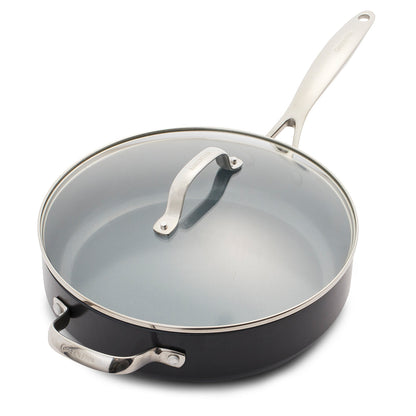 saute pan on white background.