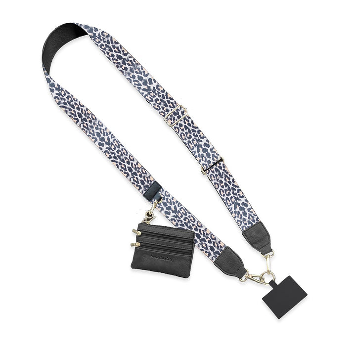 leopard clip and go strap against a white background