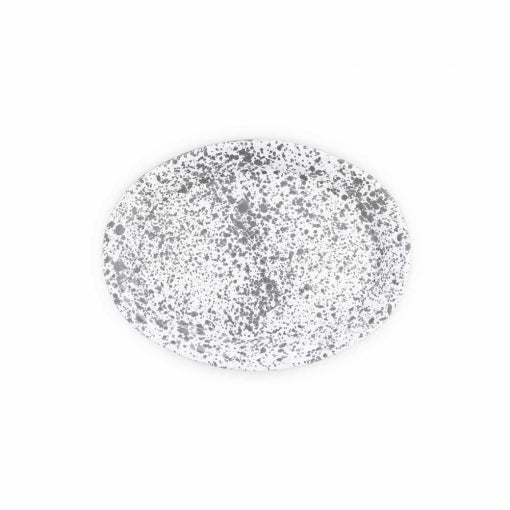 gray oval platter on a white background