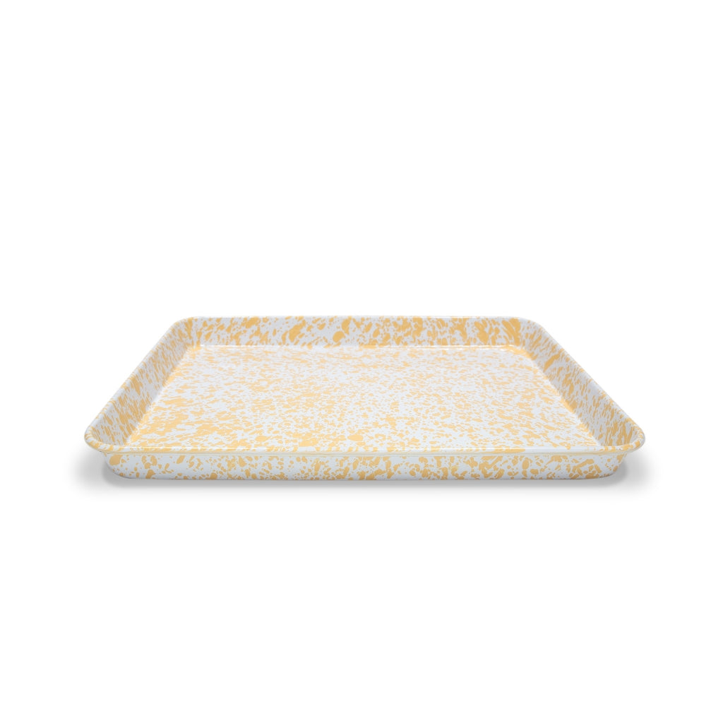 yellow jelly roll pan on a white background
