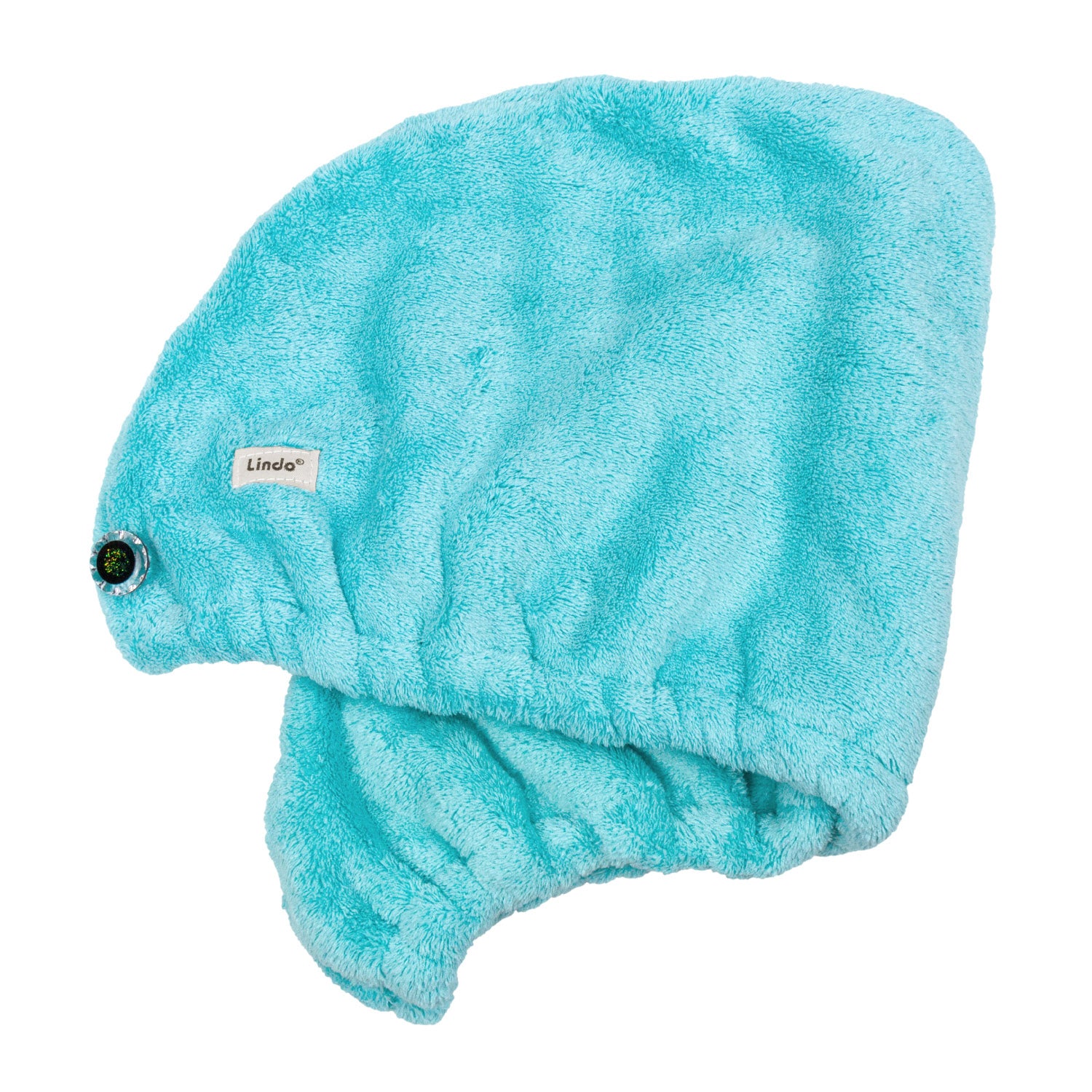 teal drystyle hair turban on a white background