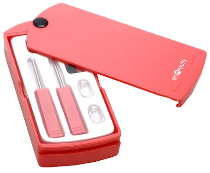pink handy eyeglass repair kit open on a white background