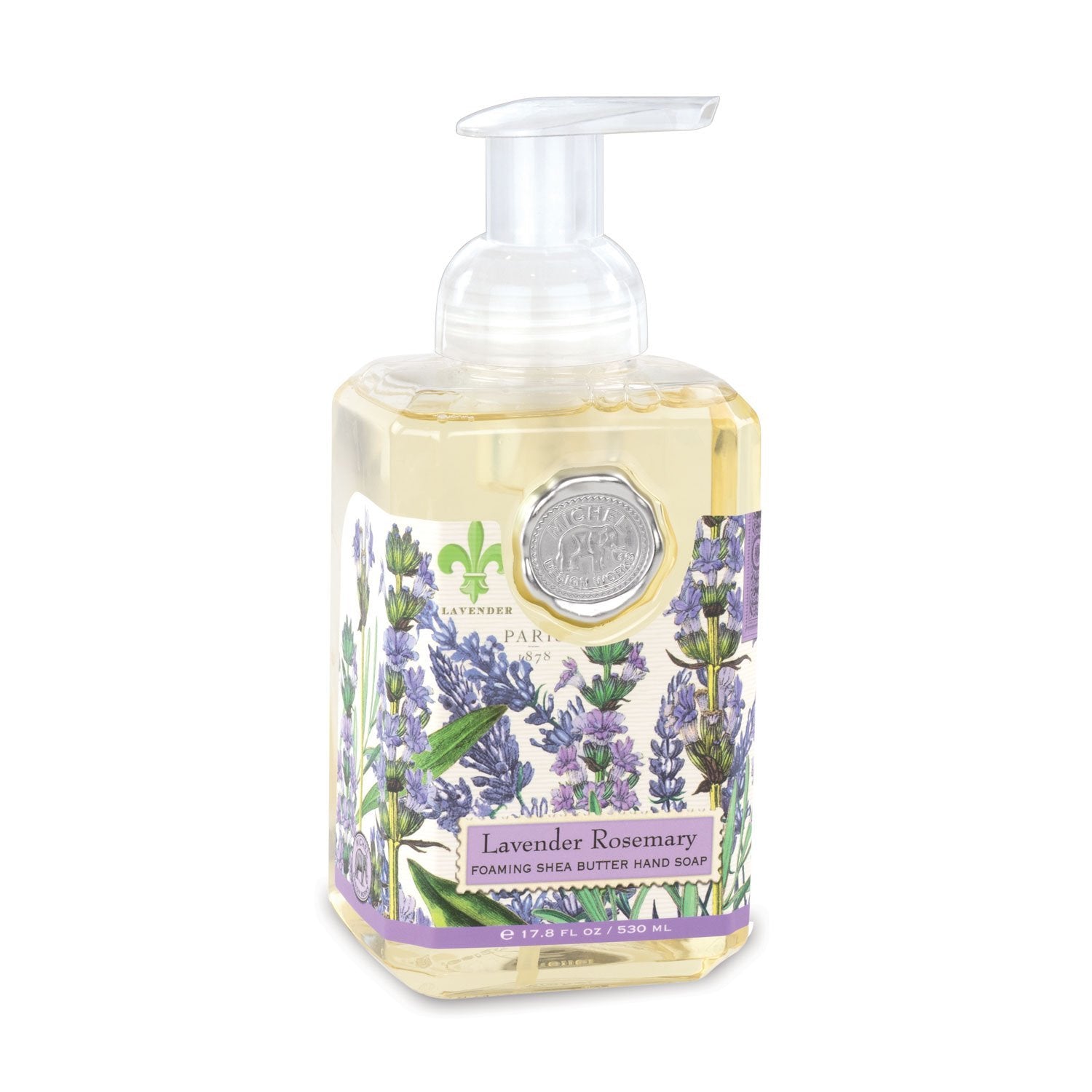 lavender rosemary foaming hand soap on a white background