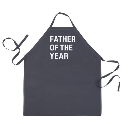 apron with quote "father of the year" on a white background