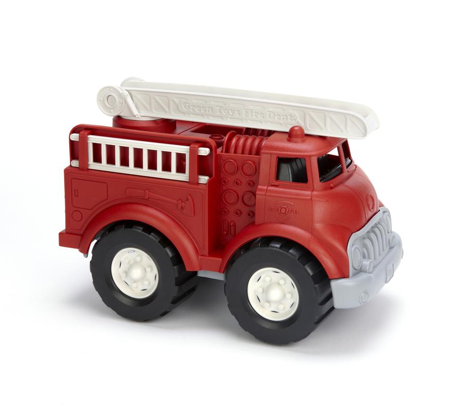 the fire truck on a white background