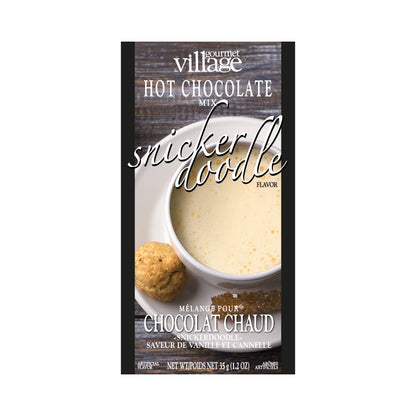 individual packet of snickerdoodle hot chocolate displayed against a white background
