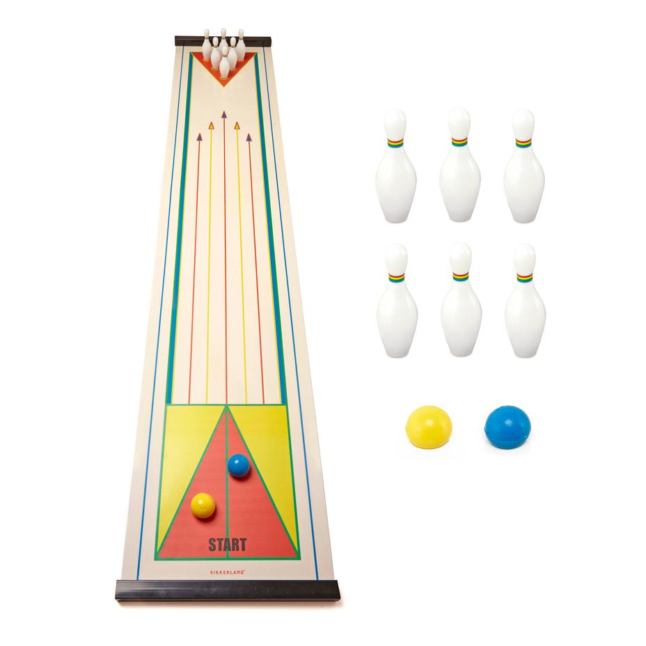 the complete set of tabletop bowling displayed on a white background