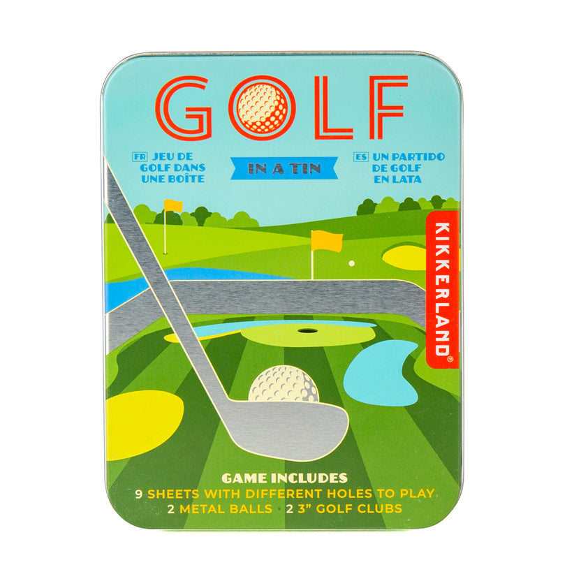tin box for golf in a tin game on a white background.