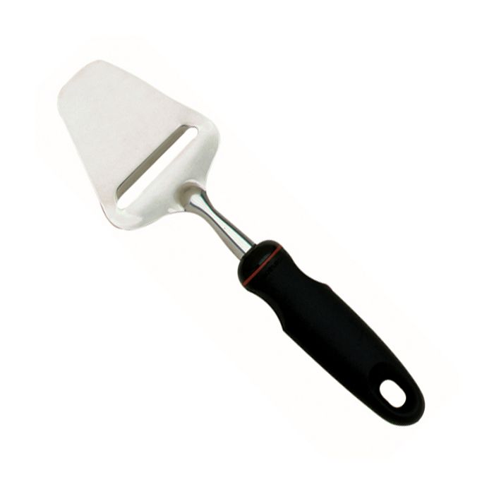 cheese slicer with black handle.