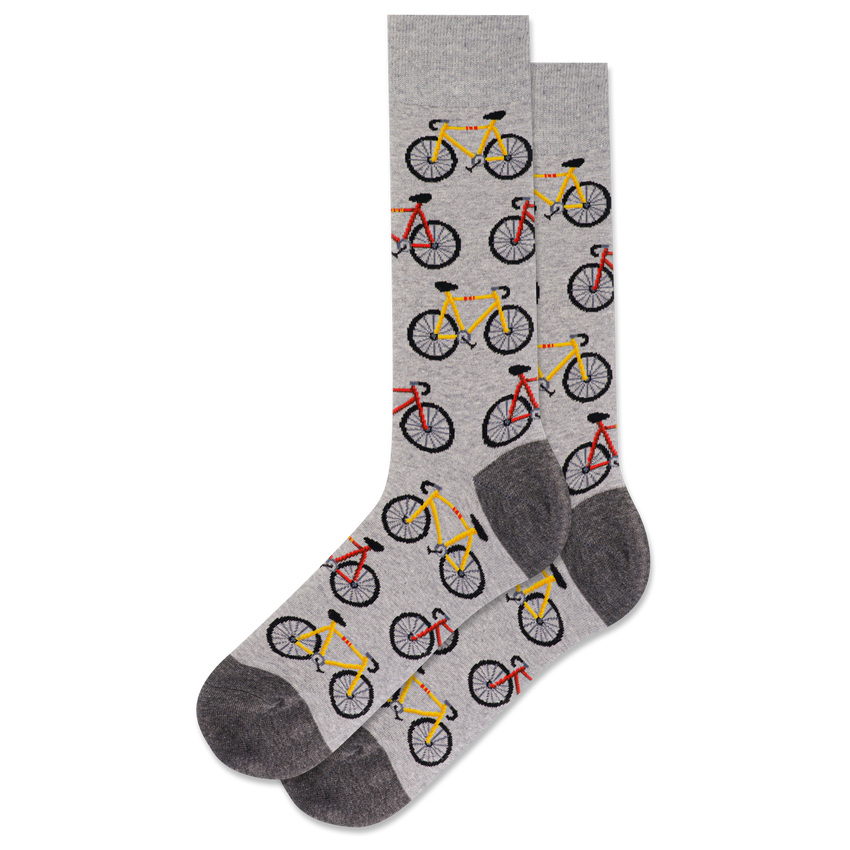 heather gray bicycle socks displayed flat on a white background