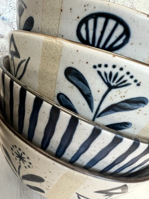 close-up of stack of bowls.