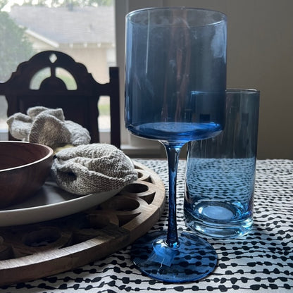 Karma - Mid Century Wine Glass, Blue
