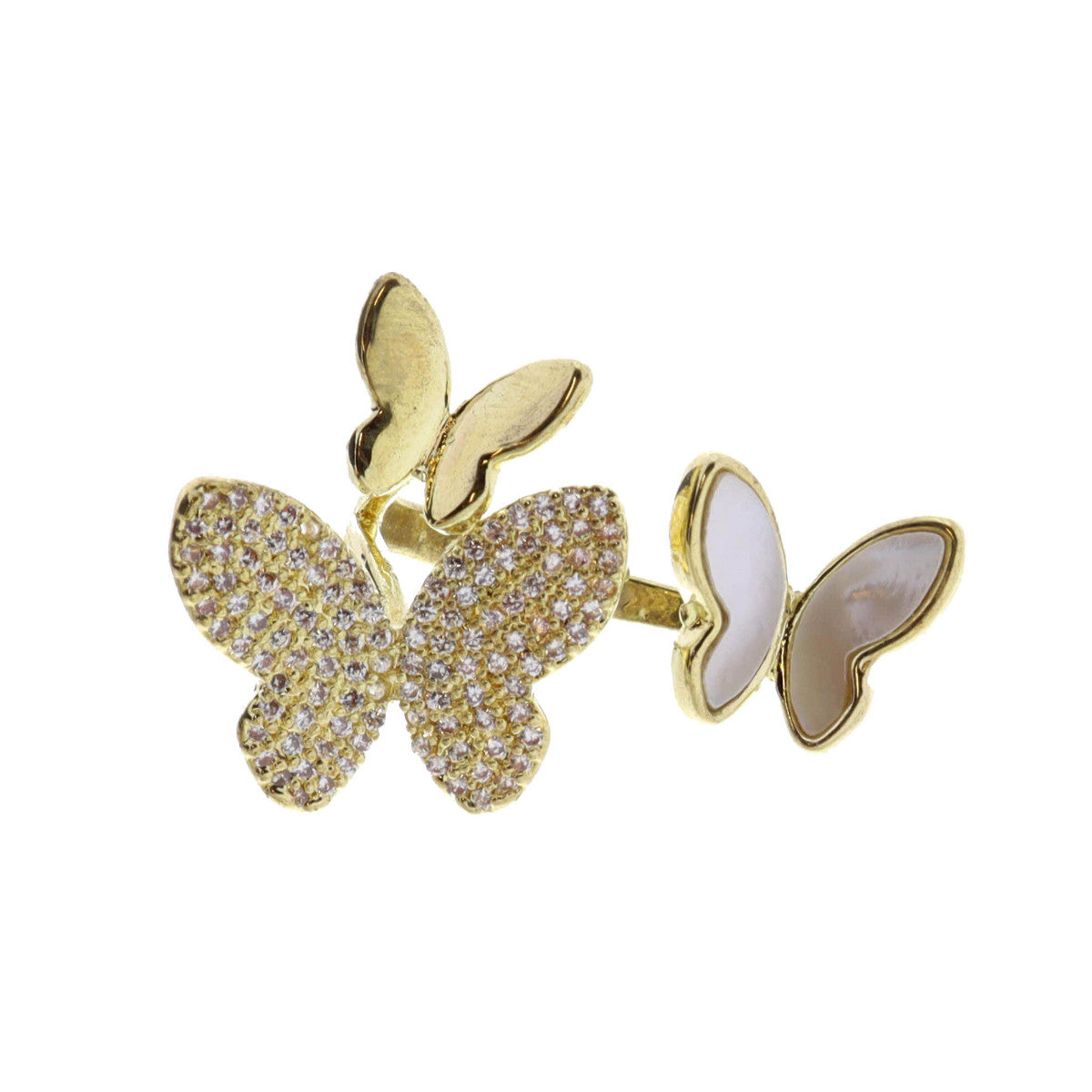 three butterflies ring on a white background