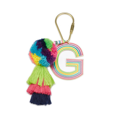 "g" tagged for me keychain on a white background