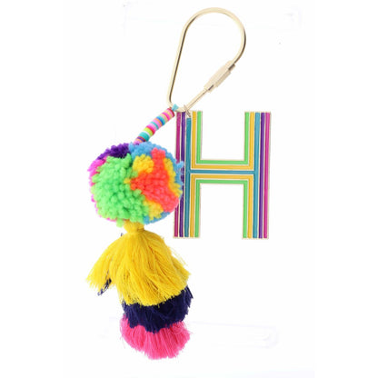 "h" tagged for me keychain on a white background
