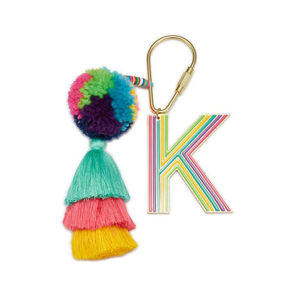 "k" tagged for me keychain on a white background