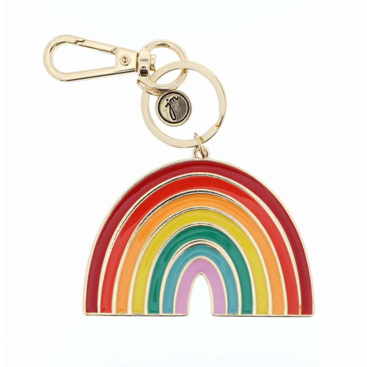 rainbow enamel keychain on a white background