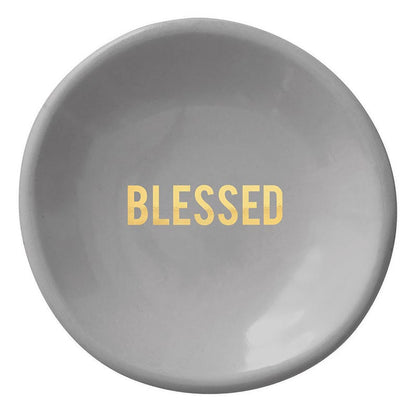 gray blessed ceramic dish on a white background