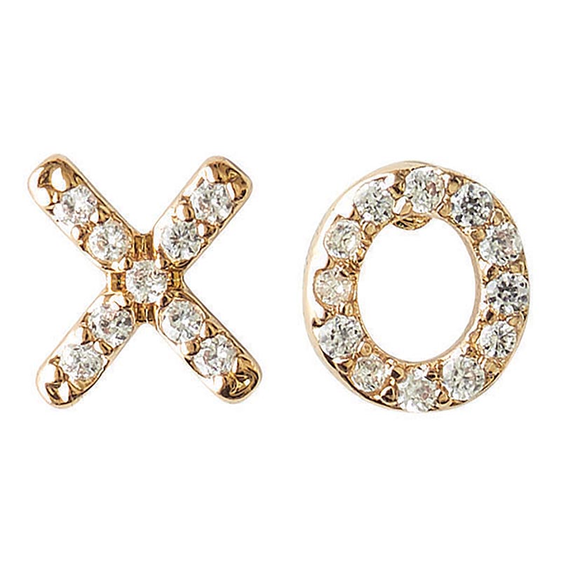 x o earrings on a white background