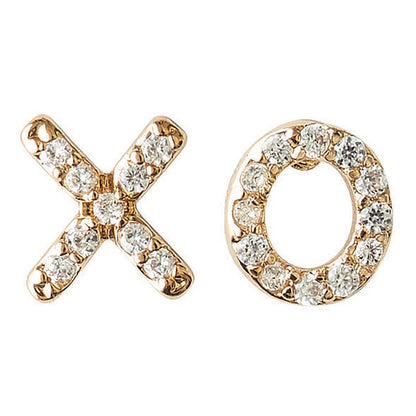 x o earrings on a white background