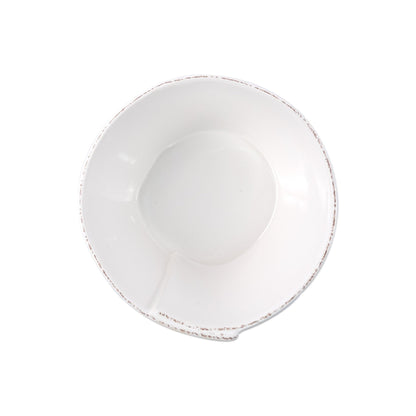 top view of holiday serving bowl on white background