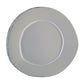 grey dinner plate on white background.
