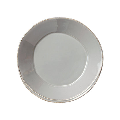 grey pasta bowl on white background.